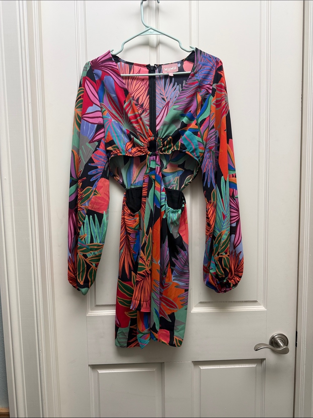 Show Me Your Mumu Tropical Tie-Front Mini Dress in Multicolor
